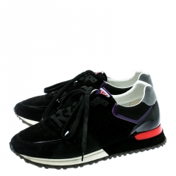 Louis Vuitton Black Perforated Suede and Leather Run Away Lace Up Sneakers Size 39