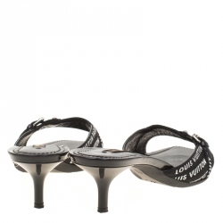 مملوكة مسبقًا حذاء سلايدز لوي فيتون سليب أون كانفاس مونوكروم مقاس 37