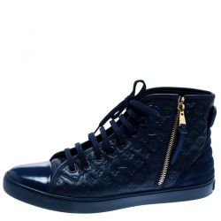 مملوكة مسبقًا Louis Vuitton Blue Monogram Empreinte Leather Punchy High Top Sneakers Size 39