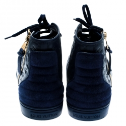 مملوكة مسبقًا Louis Vuitton Blue Monogram Empreinte Leather Punchy High Top Sneakers Size 39