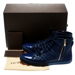 مملوكة مسبقًا Louis Vuitton Blue Monogram Empreinte Leather Punchy High Top Sneakers Size 39