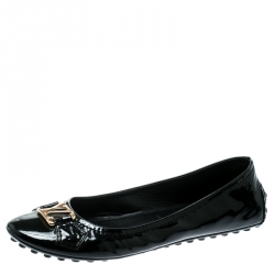 Pre Owned Louis Vuitton Black Patent Leather Oxford Ballet Flats Size 35