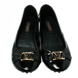 Pre Owned Louis Vuitton Black Patent Leather Oxford Ballet Flats Size 35
