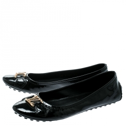 Pre Owned Louis Vuitton Black Patent Leather Oxford Ballet Flats Size 35