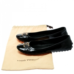 Pre Owned Louis Vuitton Black Patent Leather Oxford Ballet Flats Size 35