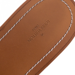 مملوكة مسبقًا Louis Vuitton Brown Mink Fur Lock It Flat Slides Size 38