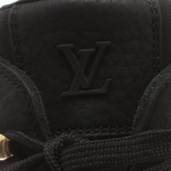 Louis Vuitton Black Monogram Suede and Leather Cliff Top Lace Up Sneakers Size 37.5