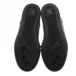 Louis Vuitton Black Monogram Suede and Leather Cliff Top Lace Up Sneakers Size 37.5