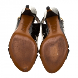 Pre Owned Louis Vuitton Dark Brown Monogram Vernis No Doubt! Slingback Sandals Size 40