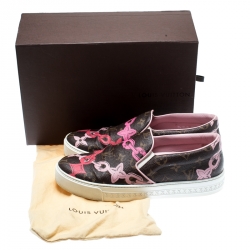 Louis Vuitton Brown Monogram Canvas Chain Print Harbor Slip on Sneakers Size 39