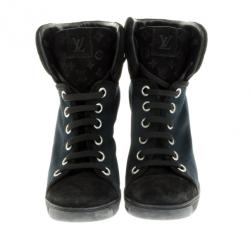 مملوكة مسبقًا Louis Vuitton Black Batignolles Wedge High Top Sneakers Size 37