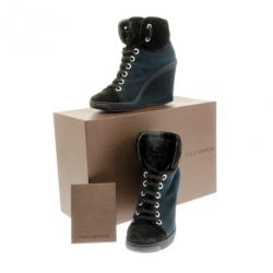 مملوكة مسبقًا Louis Vuitton Black Batignolles Wedge High Top Sneakers Size 37