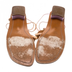 مملوكة مسبقًا صندل لوي فيتون سيور جلد لامع بيج مقاس 39.5