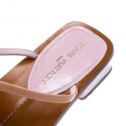 مملوكة مسبقًا صندل لوي فيتون سيور جلد لامع بيج مقاس 39.5