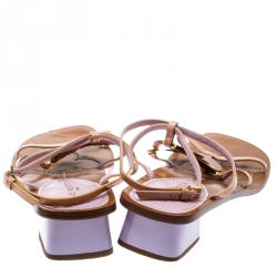 مملوكة مسبقًا صندل لوي فيتون سيور جلد لامع بيج مقاس 39.5