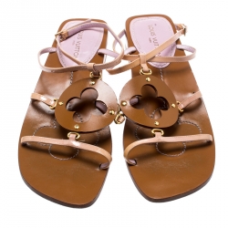 مملوكة مسبقًا صندل لوي فيتون سيور جلد لامع بيج مقاس 39.5