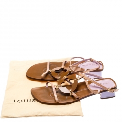 مملوكة مسبقًا صندل لوي فيتون سيور جلد لامع بيج مقاس 39.5