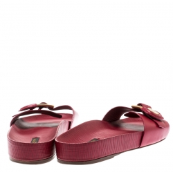 مملوكة مسبقًا Louis Vuitton Burgundy Epi Leather Marina Buckle Detail Flat Slides Size 40