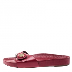 مملوكة مسبقًا Louis Vuitton Burgundy Epi Leather Marina Buckle Detail Flat Slides Size 40
