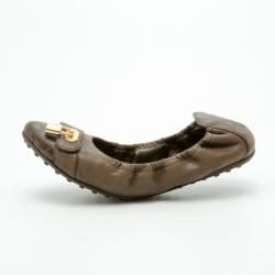 مملوكة مسبقًا Louis Vuitton Monogram Canvas and Iridescent Calf Leather Lucky Ballet Flats Size 37.5