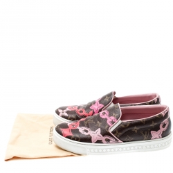 Louis Vuitton Brown Monogram Canvas Chain Print Harbor Slip on Sneakers Size 38