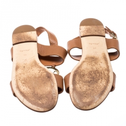 Pre Owned صندل لوي فيتون فلات فتحة كعب فديت جلد بني مقاس 40