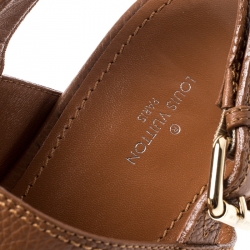 Pre Owned صندل لوي فيتون فلات فتحة كعب فديت جلد بني مقاس 40