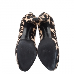 Pre Owned  Louis Vuitton Two Tone Leopard Print Pony Hair Oh Really Peep Toe Pumps 36.5
