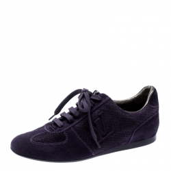 Louis Vuitton Purple Perforated Suede Low Top Sneakers Size 36