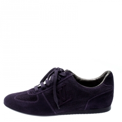 Louis Vuitton Purple Perforated Suede Low Top Sneakers Size 36