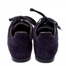 Louis Vuitton Purple Perforated Suede Low Top Sneakers Size 36
