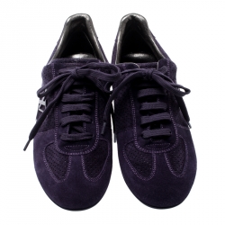 Louis Vuitton Purple Perforated Suede Low Top Sneakers Size 36