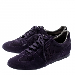 Louis Vuitton Purple Perforated Suede Low Top Sneakers Size 36