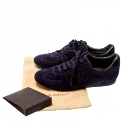 Louis Vuitton Purple Perforated Suede Low Top Sneakers Size 36
