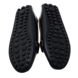 Pre Owned Louis Vuitton Metallic Gold And Black Leather Oxford Logo Detail Loafers Size 40
