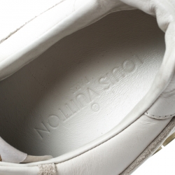 Louis Vuitton White Ivory Leather And Grey Suede Run Away Lace Up Sneakers Size 39