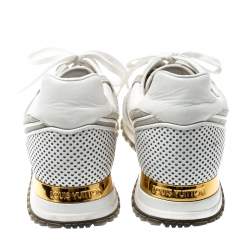 Louis Vuitton White Ivory Leather And Grey Suede Run Away Lace Up Sneakers Size 39