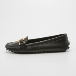 Pre Owned Louis Vuitton Black Leather Oxford Loafers Size 37