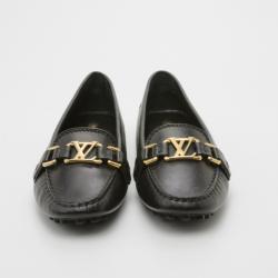 Pre Owned Louis Vuitton Black Leather Oxford Loafers Size 37