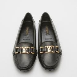 Pre Owned Louis Vuitton Black Leather Oxford Loafers Size 37