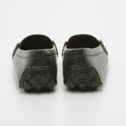 Pre Owned Louis Vuitton Black Leather Oxford Loafers Size 37
