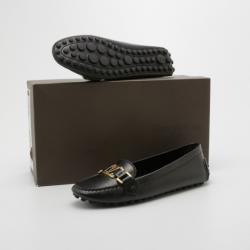 Pre Owned Louis Vuitton Black Leather Oxford Loafers Size 37