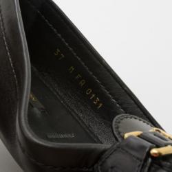 Pre Owned Louis Vuitton Black Leather Oxford Loafers Size 37