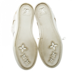 Louis Vuitton Off White Monogram Suede and Leather Cliff Top Sneakers Size 40