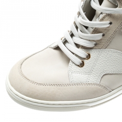 Louis Vuitton Off White Monogram Suede and Leather Cliff Top Sneakers Size 40