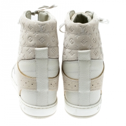 Louis Vuitton Off White Monogram Suede and Leather Cliff Top Sneakers Size 40
