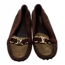 مملوكة مسبقًا حذاء لوفرز لوي فيتون أكسفورد سويدي ثلاثي اللون مقاس 40.5