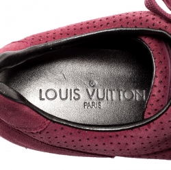 Louis Vuitton Pink Perforated Suede Low Top Sneakers Size 36