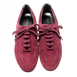 Louis Vuitton Pink Perforated Suede Low Top Sneakers Size 36