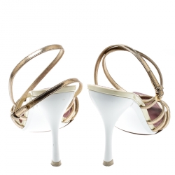 Pre Owned Louis Vuitton Multicolor Monogram Canvas And Leather Ankle Strap Open Toe Sandals Size 38